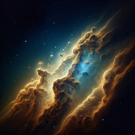Kosmischer Nebel mit goldenem Staub